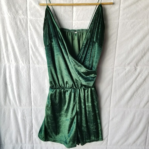 Pants - Green Velvet Romper